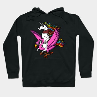 Unicorn Riding Flamingo Bird Hoodie